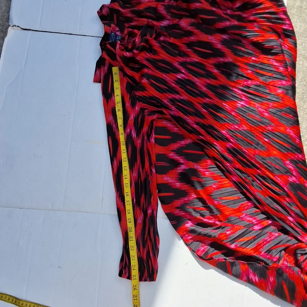 Scoop Plus Size 16/18 Red Black Ikat Midi Dress Belted Boho Long Sleeve - Picture 8 of 11